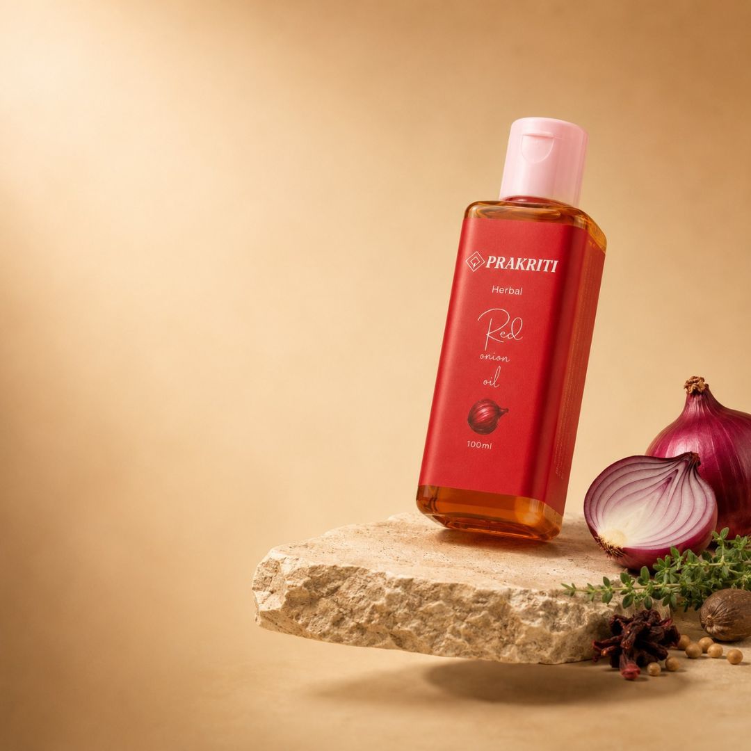 natural herbal red onion hair oil – 100 ml | onion oil for hair fall control & hair nourishment