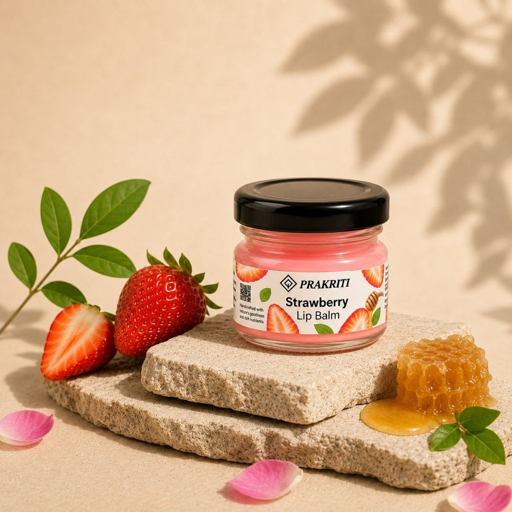 Vanilla & Strawberry Lip Balm | Pack of 2  | Moisturizing Lip Care for Dry & Chapped Lips | Natural Glossy Finish