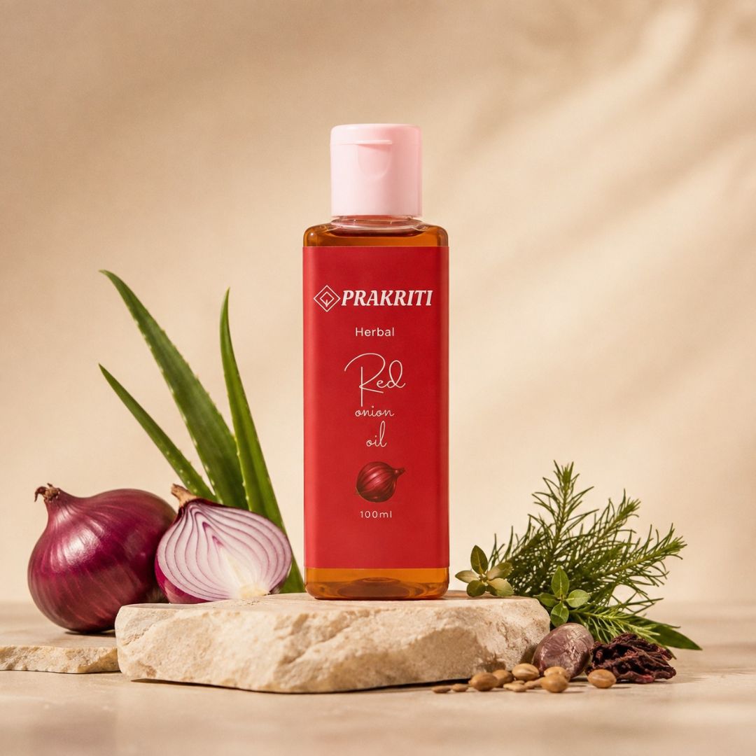 natural herbal red onion hair oil – 100 ml | onion oil for hair fall control & hair nourishment