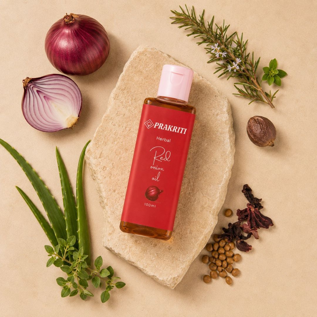 natural herbal red onion hair oil – 100 ml | onion oil for hair fall control & hair nourishment