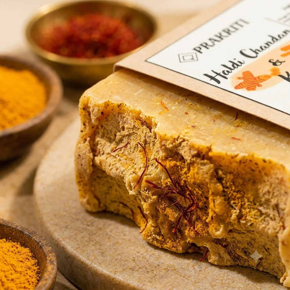Natural Handmade Haldi, Chandan & Kesar Soap | Herbal & Nourishing Bath Soap