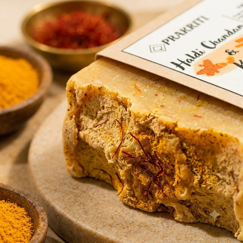 Natural Handmade Haldi, Chandan & Kesar Soap | Herbal & Nourishing Bath Soap