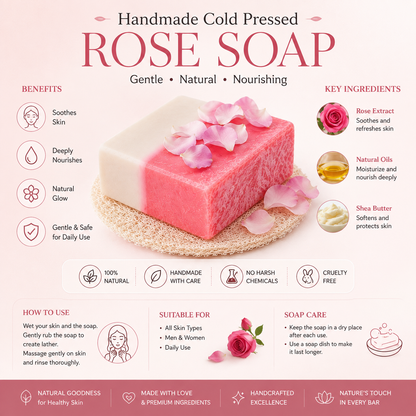 Handmade Cold Processed Rose Soap | Gentle, Nourishing & Refreshing Bath Soap