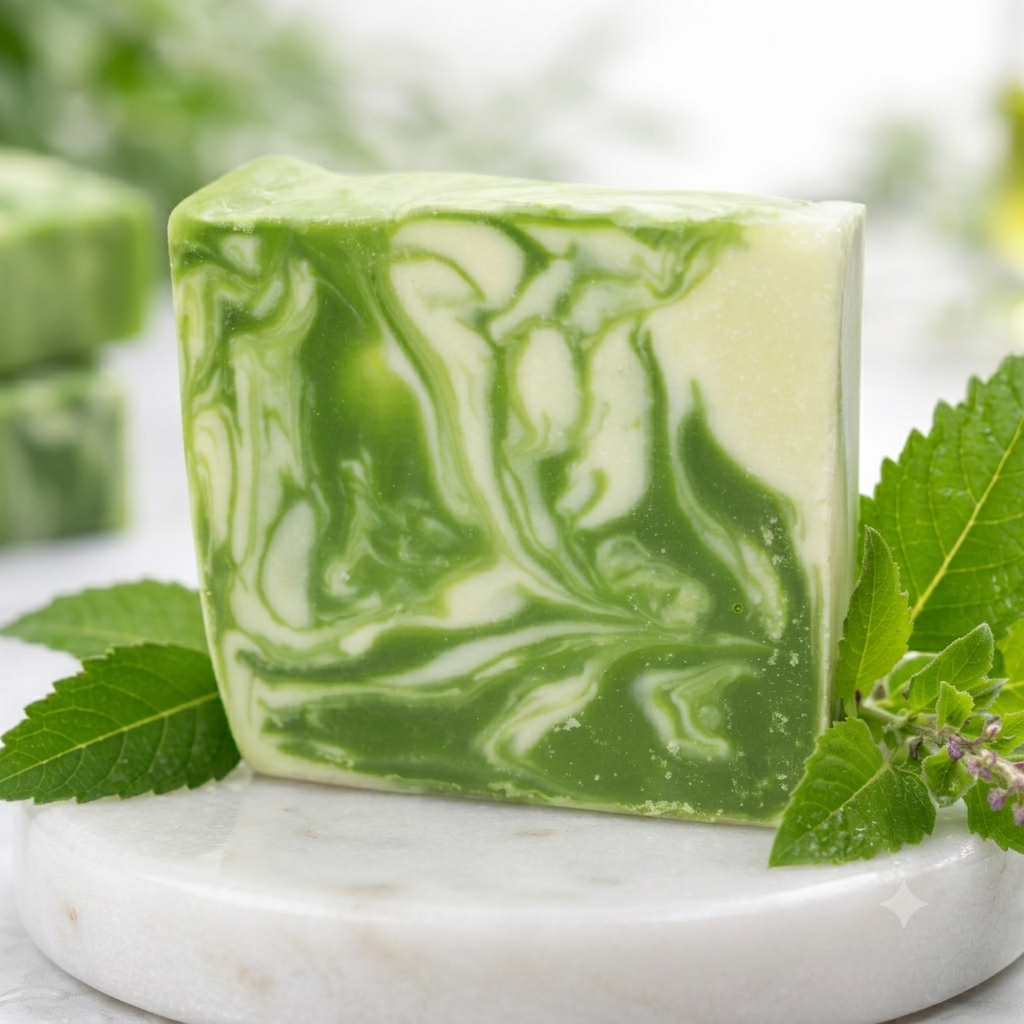 natural handmade neem & tulsi soap | herbal deep cleansing bath soap