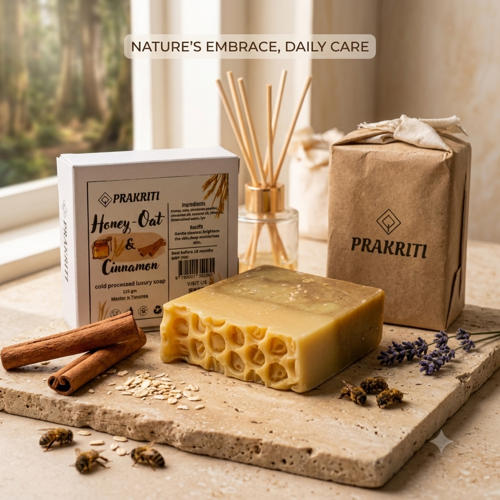 natural handmade honey, oats & cinnamon soap | gentle & nourishing bath soap