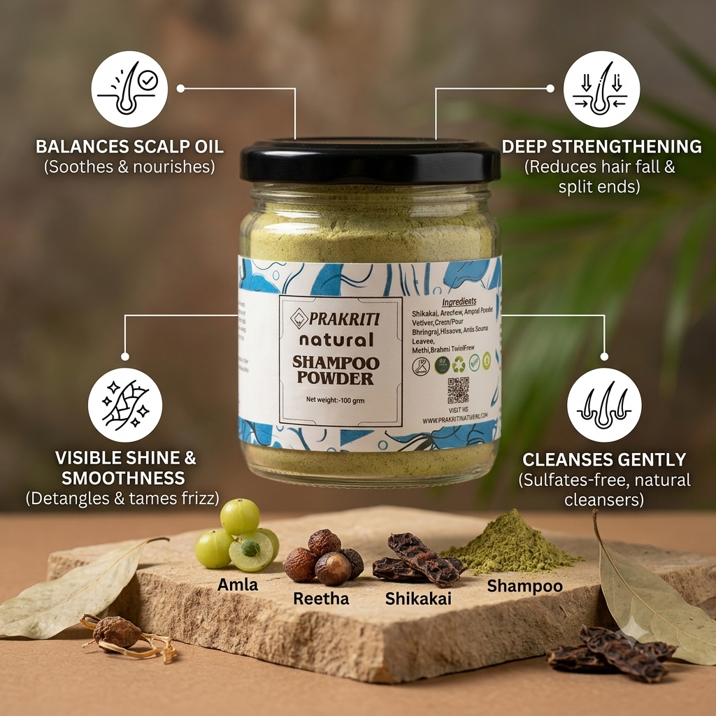 natural shampoo powder | herbal hair cleanser for gentle & refreshing hair care
