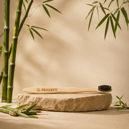 Pack of 5 Eco-Friendly Bamboo Toothbrushes with Charcoal Bristles for Kids