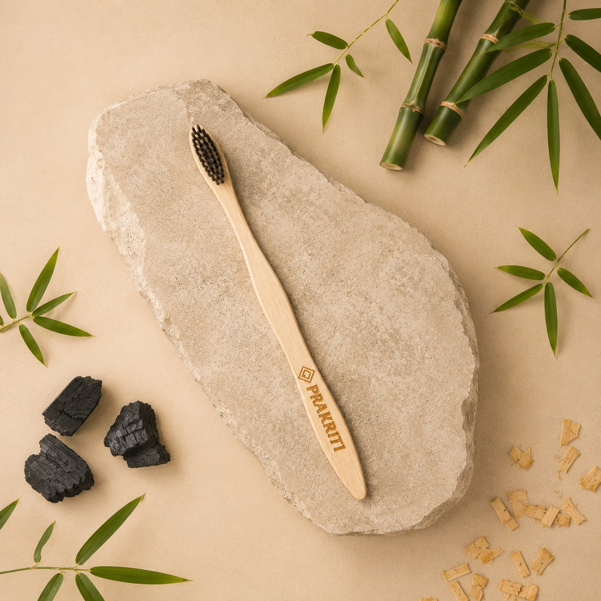 pack of 5 eco-friendly bamboo toothbrushes with charcoal bristles for kids