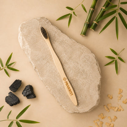 Pack of 5 Eco-Friendly Bamboo Toothbrushes with Charcoal Bristles for Kids