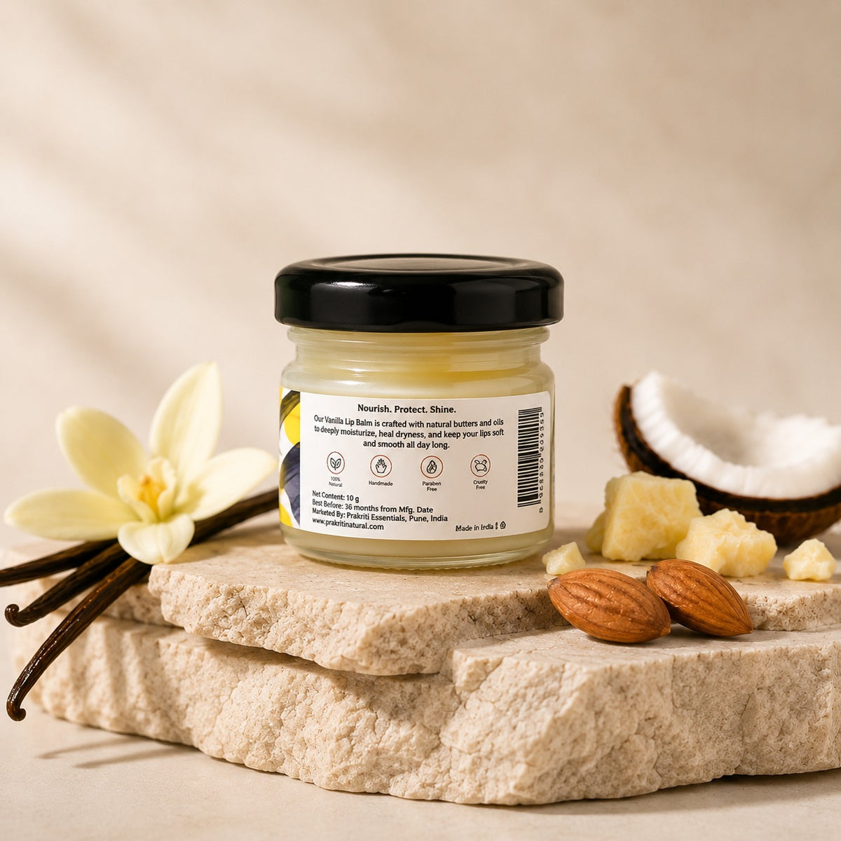 vanilla lip balm with shea butter | natural lip moisturizer for dry & chapped lips