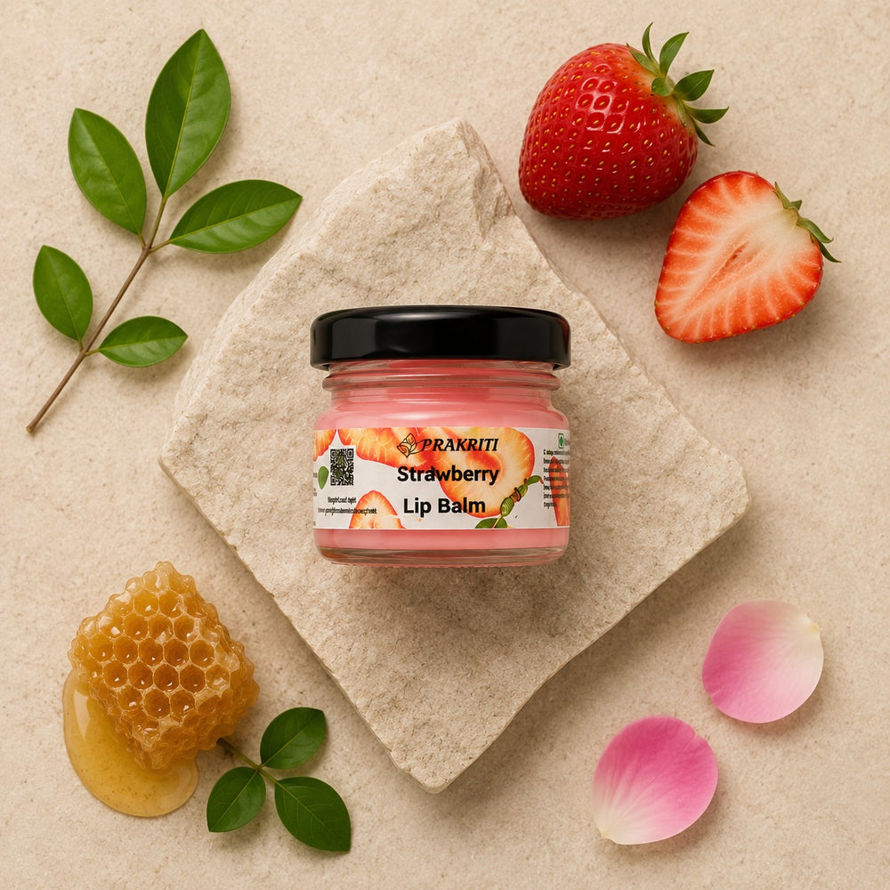 Strawberry Lip Balm | Moisturizing Lip Care for Dry & Chapped Lips | Natural Glossy Finish