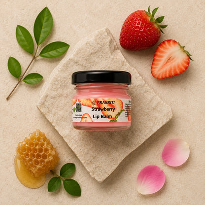 Strawberry Lip Balm | Moisturizing Lip Care for Dry & Chapped Lips | Natural Glossy Finish