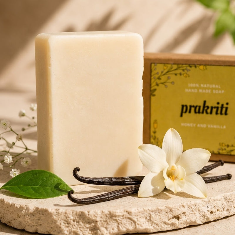 Pack Of 3 | Natural Handmade Honey vanilla Soap | Gentle, Nourishing & Refreshing Bath Soap - Free loofah