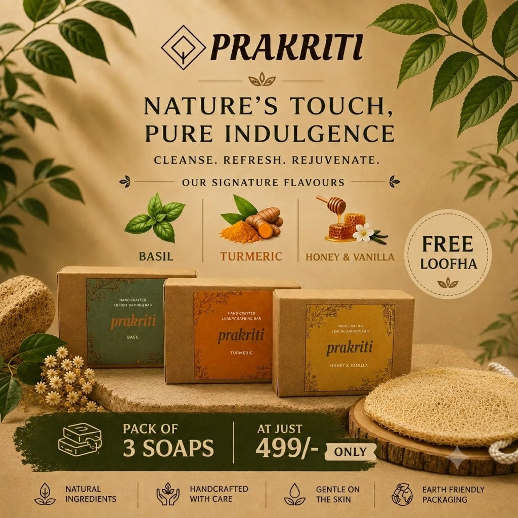 pack of 3 | pack of 3 handcrafted luxury soaps with free loofah | natural handmade bathing soap combo