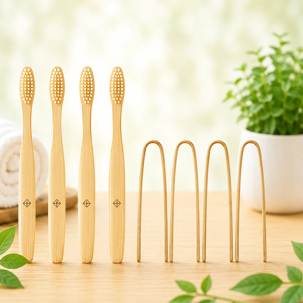 Adult Bamboo Toothbrush Set | Natural Eco-Friendly Toothbrushes for Everyday Oral Care