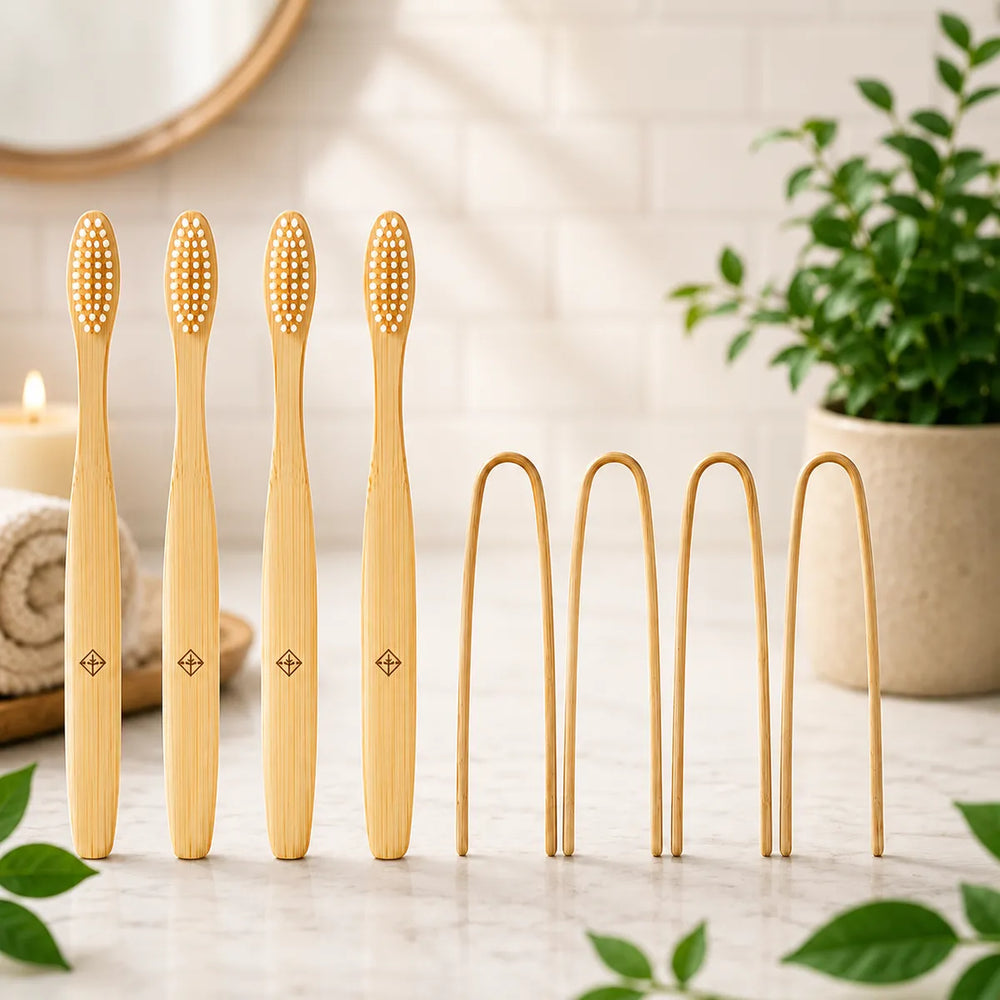 Adult Bamboo Toothbrush Set | Natural Eco-Friendly Toothbrushes for Everyday Oral Care