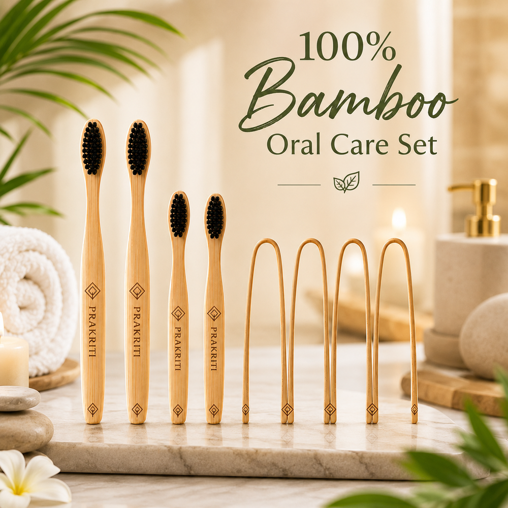 Bamboo Toothbrush Family Set with Charcoal Bristles | Eco-Friendly Oral Care