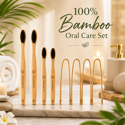 Bamboo Toothbrush Family Set with Charcoal Bristles | Eco-Friendly Oral Care