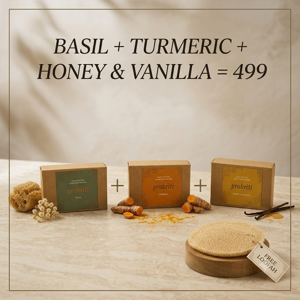 pack of 3 | pack of 3 handcrafted luxury soaps with free loofah | natural handmade bathing soap combo