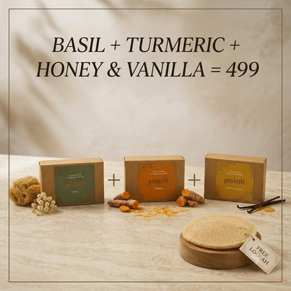 Pack Of 3 | Pack of 3 Handcrafted Luxury Soaps with Free Loofah | Natural Handmade Bathing Soap Combo